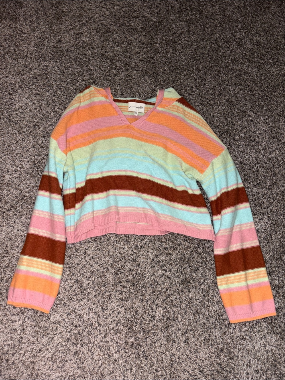 Freshman Multicolor Pastel Stripe V-Neck Sweater
